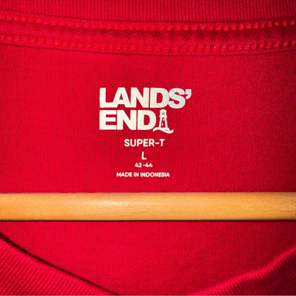 Lands‎ End Red Long Sleeve Henley Super T Shirt Size Large - Picture 4 of 8